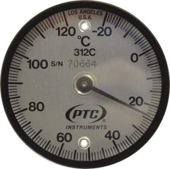 PTC Instruments - -20 to 120°C, 2 Inch Dial Diameter, Dual Magnet Mount Thermometer - 1° Division Graduation - Americas Industrial Supply