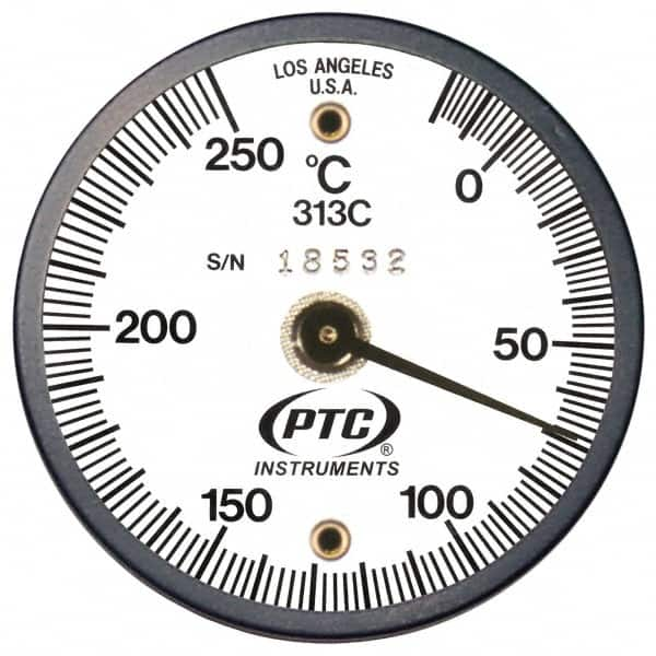 PTC Instruments - -20 to 200°C, 2 Inch Dial Diameter, Dual Magnet Mount Thermometer - 2° Division Graduation - Americas Industrial Supply