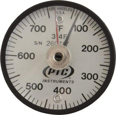 PTC Instruments - 50 to 750°F, 2 Inch Dial Diameter, Dual Magnet Mount Thermometer - 10° Division Graduation - Americas Industrial Supply