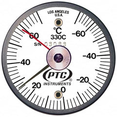 PTC Instruments - -70 to 70°C, 2 Inch Dial Diameter, Dual Magnet Mount Thermometer - 2° Division Graduation - Americas Industrial Supply