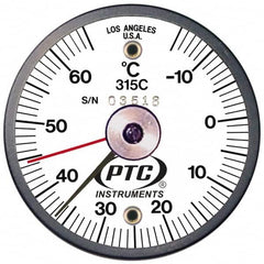 PTC Instruments - -15 to 65°C, 2 Inch Dial Diameter, Dual Magnet Mount Thermometer - 1° Division Graduation - Americas Industrial Supply