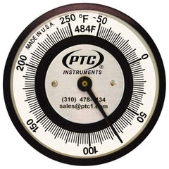 PTC Instruments - -50 to 250°F, 2 Inch Dial Diameter, Pipe Surface Clip On Thermometer - 2° Division Graduation - Americas Industrial Supply