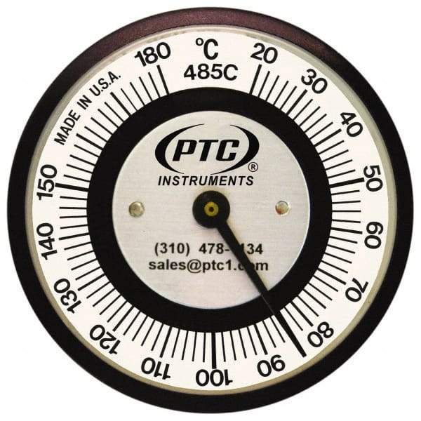 PTC Instruments - 20 to 185°C, 2 Inch Dial Diameter, Pipe Surface Clip On Thermometer - 1° Division Graduation - Americas Industrial Supply