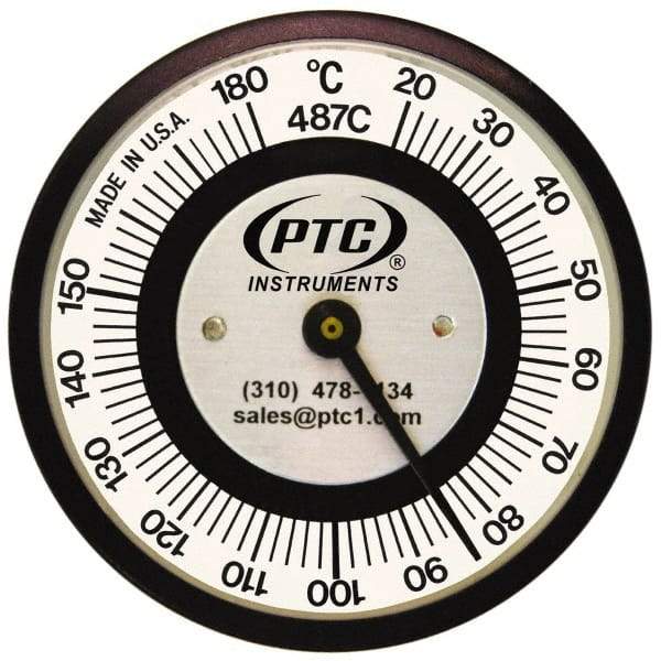 PTC Instruments - 20 to 180°C, 2 Inch Dial Diameter, Pipe Surface Spring Held Thermometer - 2° Division Graduation - Americas Industrial Supply