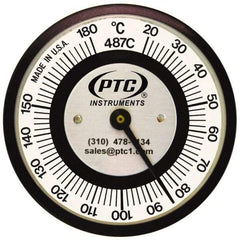 PTC Instruments - 20 to 180°C, 2 Inch Dial Diameter, Pipe Surface Spring Held Thermometer - 2° Division Graduation - Americas Industrial Supply