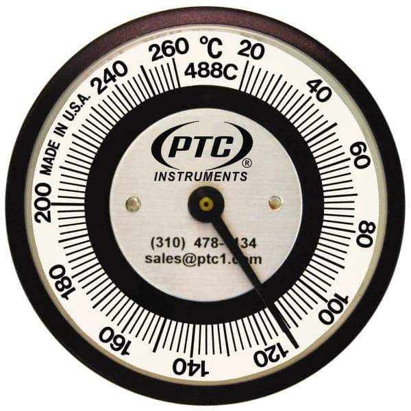 PTC Instruments - 20 to 260°C, 2 Inch Dial Diameter, Pipe Surface Spring Held Thermometer - 5° Division Graduation - Americas Industrial Supply