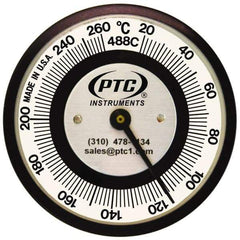 PTC Instruments - 20 to 260°C, 2 Inch Dial Diameter, Pipe Surface Spring Held Thermometer - 5° Division Graduation - Americas Industrial Supply