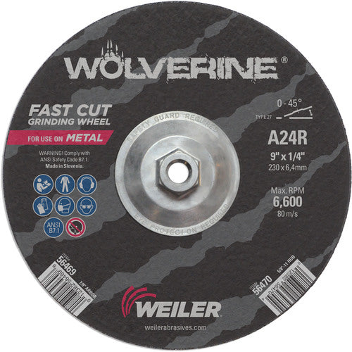 Vortec Pro 9″ × 1/4″ Type 27 Grinding Wheel, A24R, 5/8″-11 UNC Nut - Americas Industrial Supply