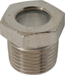 LDI Industries - 7/16" Sight Diam, 3/8" Thread, 0.72" OAL, High Pressure Fused Pipe Thread, Open View Sight Glass & Flow Sight - 3/4" Head, 1,850 Max psi, 3/8-18 Thread - Americas Industrial Supply