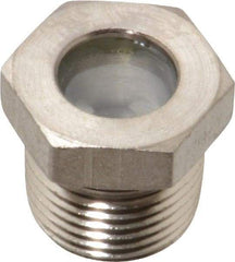 LDI Industries - 7/16" Sight Diam, 3/8" Thread, 0.72" OAL, High Pressure Fused Pipe Thread with Reflector Sight Glass & Flow Sight - 3/4" Head, 1,850 Max psi, 3/8-18 Thread - Americas Industrial Supply