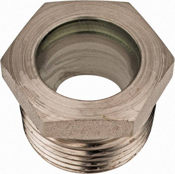 LDI Industries - 15/16" Sight Diam, 1" Thread, 1.06" OAL, High Pressure Fused Pipe Thread, Open View Sight Glass & Flow Sight - 1-3/8" Head, 1,250 Max psi, 1 to 11-1/2 Thread - Americas Industrial Supply