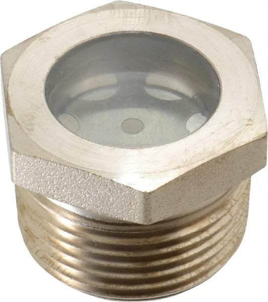 LDI Industries - 15/16" Sight Diam, 1" Thread, 1.06" OAL, High Pressure Fused Pipe Thread with Reflector Sight Glass & Flow Sight - 1-3/8" Head, 1,250 Max psi, 1 to 11-1/2 Thread - Americas Industrial Supply