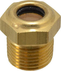 LDI Industries - 7/16" Sight Diam, 3/8" Thread, 0.88" OAL, Low Pressure Pipe Thread Lube Sight, Open View Sight Glass & Flow Sight - 3/4" Head, 30 Max psi, 3/8-18 Thread - Americas Industrial Supply