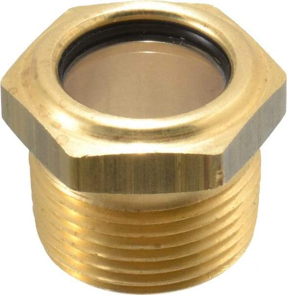 LDI Industries - 3/4" Sight Diam, 3/4" Thread, 1" OAL, Low Pressure Pipe Thread Lube Sight, Open View Sight Glass & Flow Sight - 1-1/8" Head, 10 Max psi, 3/4-14 Thread - Americas Industrial Supply