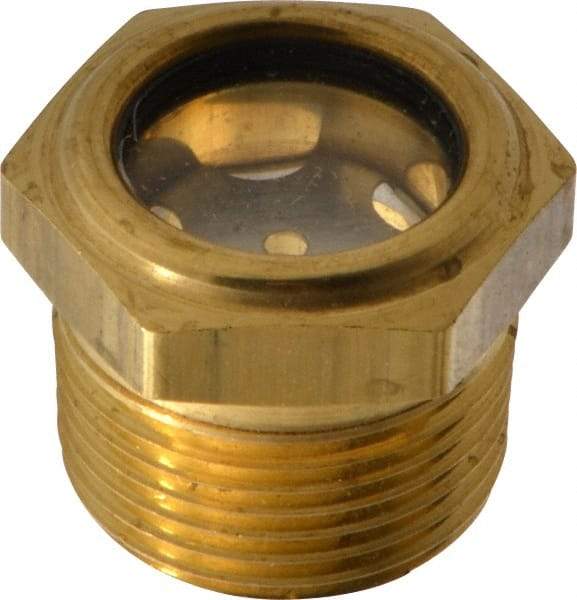 LDI Industries - 3/4" Sight Diam, 3/4" Thread, 1" OAL, Low Pressure Pipe Thread Lube Sight with Reflector Sight Glass & Flow Sight - 1-1/8" Head, 10 Max psi, 3/4-14 Thread - Americas Industrial Supply