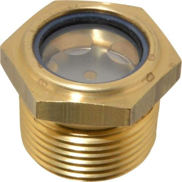 LDI Industries - 31/32" Sight Diam, 1" Thread, 1.19" OAL, Low Pressure Pipe Thread Lube Sight with Reflector Sight Glass & Flow Sight - 1-7/16" Head, 7 Max psi, 1 to 11-1/2 Thread - Americas Industrial Supply