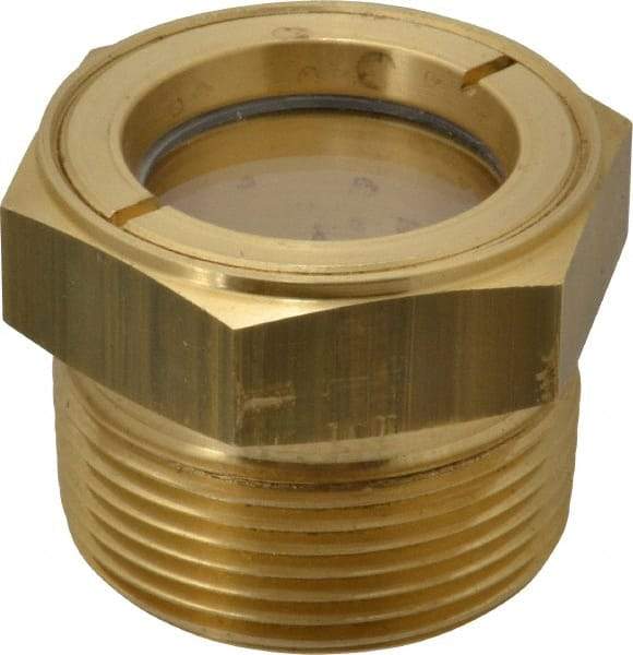 LDI Industries - 1-1/8" Sight Diam, 1-1/4" Thread, 1.44" OAL, Low Pressure Pipe Thread Lube Sight, Open View Sight Glass & Flow Sight - 1-3/4" Head, 5 Max psi, 1-1/4 to 11-1/2 Thread - Americas Industrial Supply