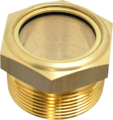 LDI Industries - 1-3/8" Sight Diam, 1-1/2" Thread, 1-1/2" OAL, Low Pressure Pipe Thread Lube Sight, Open View Sight Glass & Flow Sight - 2" Head, 2 Max psi, 1-1/2 to 11-1/2 Thread - Americas Industrial Supply