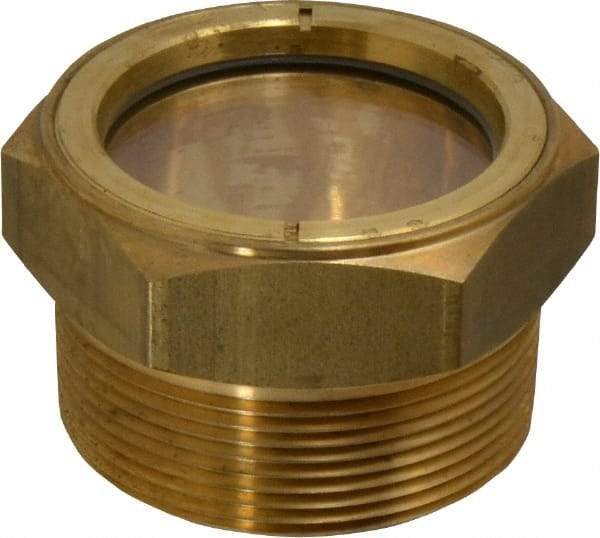 LDI Industries - 1-7/8" Sight Diam, 2" Thread, 1.69" OAL, Low Pressure Pipe Thread Lube Sight, Open View Sight Glass & Flow Sight - 2-1/2" Head, 2 Max psi, 2 to 11-1/2 Thread - Americas Industrial Supply