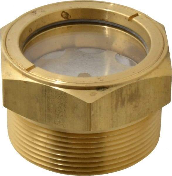 LDI Industries - 1-7/8" Sight Diam, 2" Thread, 1.69" OAL, Low Pressure Pipe Thread Lube Sight with Reflector Sight Glass & Flow Sight - 2-1/2" Head, 2 Max psi, 2 to 11-1/2 Thread - Americas Industrial Supply