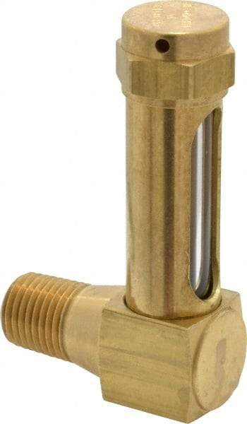 LDI Industries - 1-3/8 Inch Long Sight, 1/4 Inch Thread Size, Buna-N Seal Short Elbow, Vented Oil-Level Indicators and Gauge - 2-3/8 Inch Length to Center of Base - Americas Industrial Supply