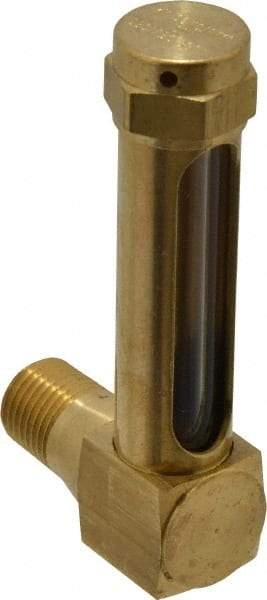 LDI Industries - 1-7/8 Inch Long Sight, 1/4 Inch Thread Size, Buna-N Seal Short Elbow, Vented Oil-Level Indicators and Gauge - 2-7/8 Inch Length to Center of Base - Americas Industrial Supply