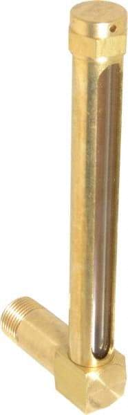 LDI Industries - 4-1/4 Inch Long Sight, 3/8 Inch Thread Size, Buna-N Seal Long Elbow, Vented Oil-Level Indicators and Gauge - 5-3/8 Inch Length to Center of Base - Americas Industrial Supply