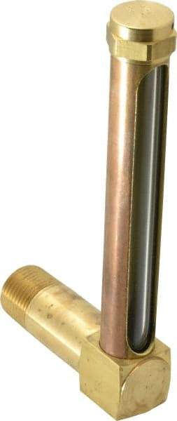 LDI Industries - 4-1/4 Inch Long Sight, 1/2 Inch Thread Size, Buna-N Seal Long Elbow, Vented Oil-Level Indicators and Gauge - 5-7/16 Inch Length to Center of Base - Americas Industrial Supply