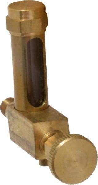 LDI Industries - 1-3/8 Inch Long Sight, 1/8 Inch Thread Size, Buna-N Seal Short Elbow With Drain, Vented Oil-Level Indicators and Gauge - 2-3/8 Inch Length to Center of Base - Americas Industrial Supply