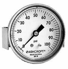 Ashcroft - 3-1/2" Dial, 1/4 Thread, 0-300 Scale Range, Pressure Gauge - Center Back Connection Mount - Americas Industrial Supply