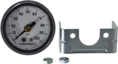 Ashcroft - 1-1/2" Dial, 1/8 Thread, 0-100 Scale Range, Pressure Gauge - Center Back Connection Mount - Americas Industrial Supply