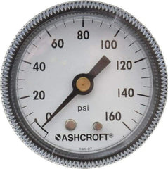 Ashcroft - 2" Dial, 1/4 Thread, 0-160 Scale Range, Pressure Gauge - Center Back Connection Mount - Americas Industrial Supply