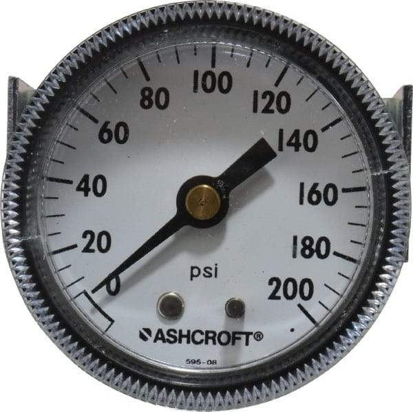 Ashcroft - 2" Dial, 1/4 Thread, 0-200 Scale Range, Pressure Gauge - Center Back Connection Mount - Americas Industrial Supply