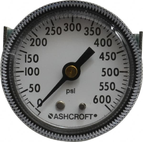 Ashcroft - 2" Dial, 1/4 Thread, 0-600 Scale Range, Pressure Gauge - Center Back Connection Mount - Americas Industrial Supply