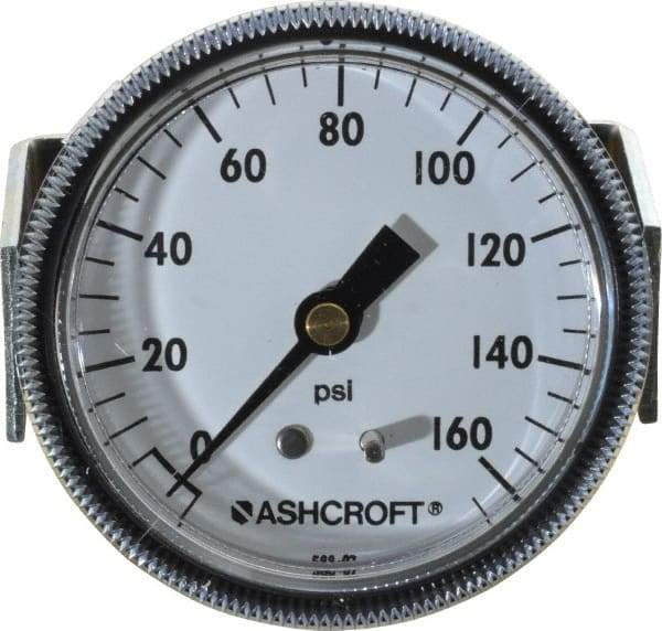 Ashcroft - 2-1/2" Dial, 1/4 Thread, 0-160 Scale Range, Pressure Gauge - Center Back Connection Mount - Americas Industrial Supply