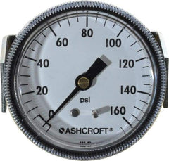 Ashcroft - 2-1/2" Dial, 1/4 Thread, 0-160 Scale Range, Pressure Gauge - Center Back Connection Mount - Americas Industrial Supply