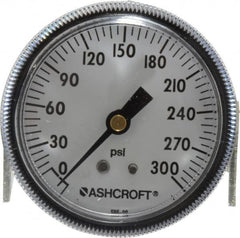 Ashcroft - 2-1/2" Dial, 1/4 Thread, 0-300 Scale Range, Pressure Gauge - Center Back Connection Mount - Americas Industrial Supply