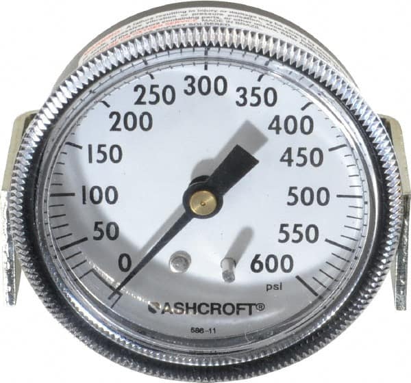 Ashcroft - 2-1/2" Dial, 1/4 Thread, 0-600 Scale Range, Pressure Gauge - Center Back Connection Mount - Americas Industrial Supply