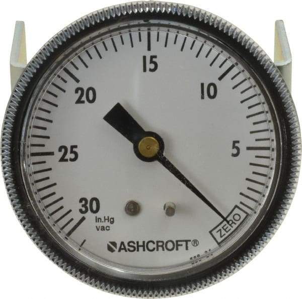 Ashcroft - 2-1/2" Dial, 1/4 Thread, 30-0 Scale Range, Pressure Gauge - Center Back Connection Mount - Americas Industrial Supply