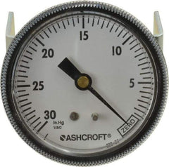 Ashcroft - 2-1/2" Dial, 1/4 Thread, 30-0 Scale Range, Pressure Gauge - Center Back Connection Mount - Americas Industrial Supply