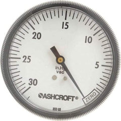 Ashcroft - 3-1/2" Dial, 1/4 Thread, 30-0 Scale Range, Pressure Gauge - Center Back Connection Mount - Americas Industrial Supply