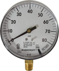 Ashcroft - 3-1/2" Dial, 1/4 Thread, 0-100 Scale Range, Pressure Gauge - Lower Connection Mount - Americas Industrial Supply