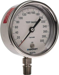 Ashcroft - 3" Dial, 1/4 Thread, 0-300 Scale Range, Pressure Gauge - Lower Connection Mount, Accurate to 0.5% of Scale - Americas Industrial Supply