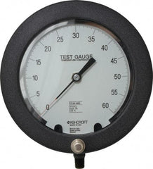 Ashcroft - 6" Dial, 1/4 Thread, 0-60 Scale Range, Pressure Gauge - Lower Connection Mount, Accurate to 0.25% of Scale - Americas Industrial Supply