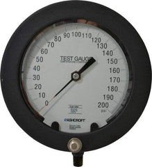 Ashcroft - 6" Dial, 1/4 Thread, 0-200 Scale Range, Pressure Gauge - Lower Connection Mount, Accurate to 0.25% of Scale - Americas Industrial Supply