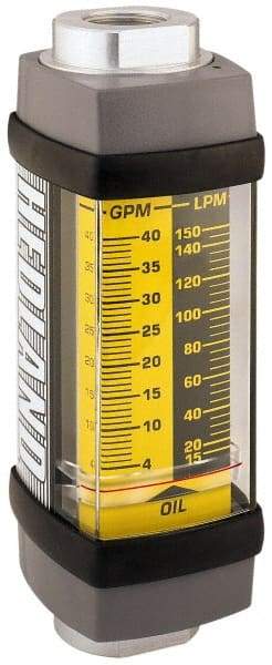 Hedland - 1-1/4" SAE Port Oil & Petroleum-Based Liquid Flowmeter - 3000 Max psi, 5 to 50 GPM, Anodized Aluminum - Americas Industrial Supply