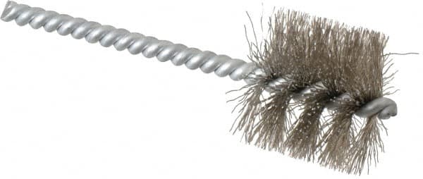 Schaefer Brush - 1 Inch Inside Diameter, 1-3/16 Inch Actual Brush Diameter, Stainless Steel, Power Fitting and Cleaning Brush - 3/16 Shank Diameter, 3-5/8 Inch Long, Twisted Wire Stem, 1-1/8 Inch Refrigeration Outside Diameter - Americas Industrial Supply