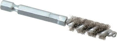 Schaefer Brush - 1/4 Inch Inside Diameter, 7/16 Inch Actual Brush Diameter, Stainless Steel, Power Fitting and Cleaning Brush - 1/4 Shank Diameter, 3-1/8 Inch Long, Hex Shaft Stem, 3/8 Inch Refrigeration Outside Diameter - Americas Industrial Supply