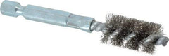 Schaefer Brush - 3/8 Inch Inside Diameter, 9/16 Inch Actual Brush Diameter, Stainless Steel, Power Fitting and Cleaning Brush - 1/4 Shank Diameter, 3-1/8 Inch Long, Hex Shaft Stem, 1/2 Inch Refrigeration Outside Diameter - Americas Industrial Supply