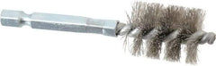 Schaefer Brush - 5/8 Inch Inside Diameter, 13/16 Inch Actual Brush Diameter, Stainless Steel, Power Fitting and Cleaning Brush - 1/4 Shank Diameter, 3-1/8 Inch Long, Hex Shaft Stem, 3/4 Inch Refrigeration Outside Diameter - Americas Industrial Supply